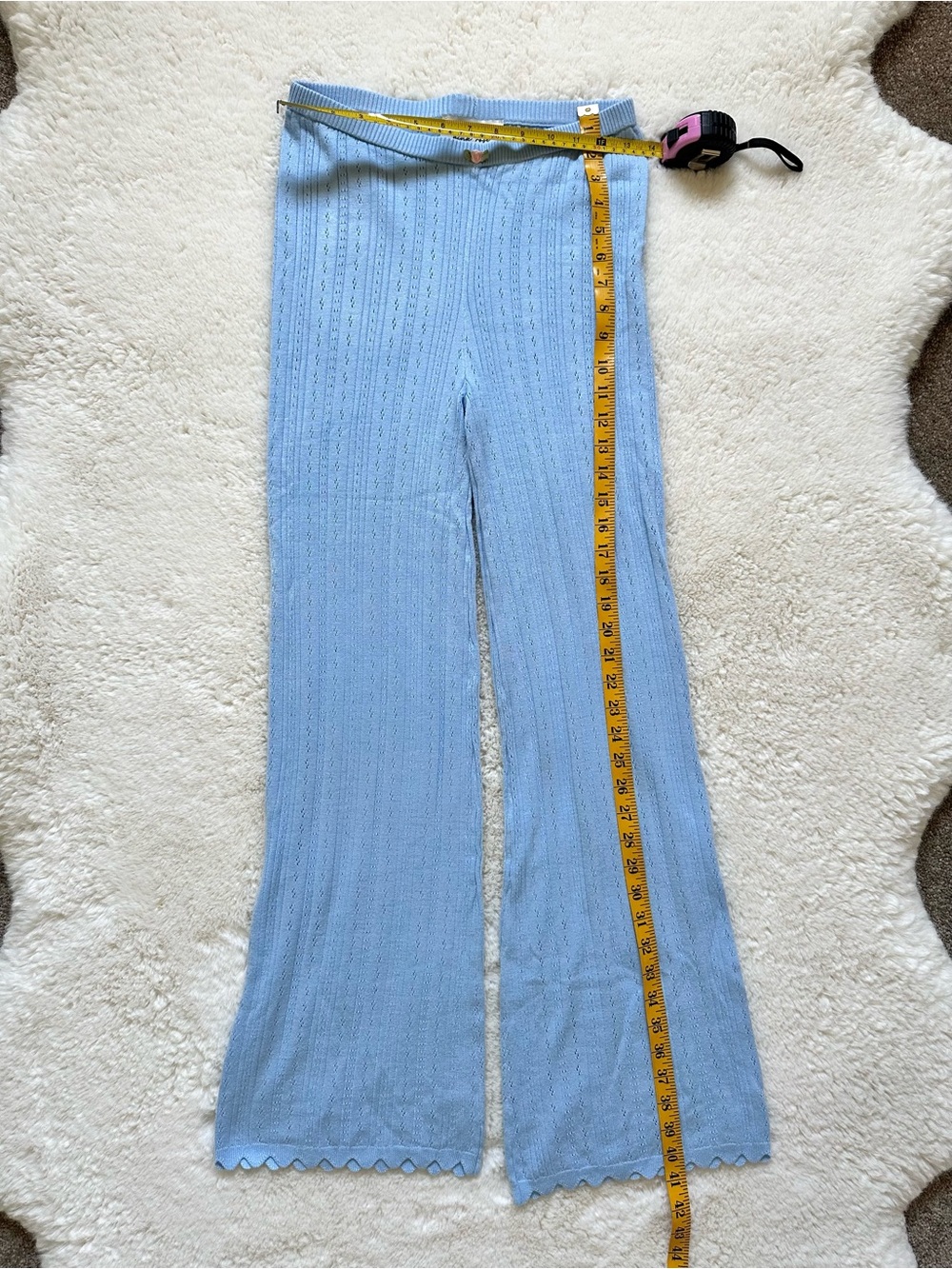 Pink Rose Light Blue Knit Pointelle Tank, Cardigan & Pants Set S - Picture 7 of 16